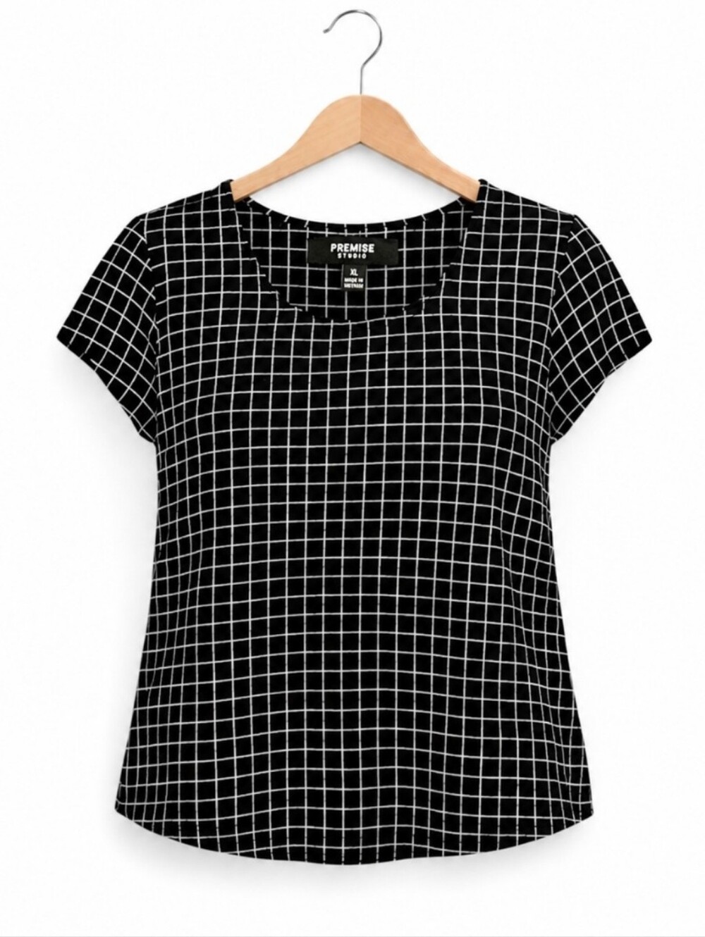 Premise Studio Black Checkered Plus Size Top Sz XL